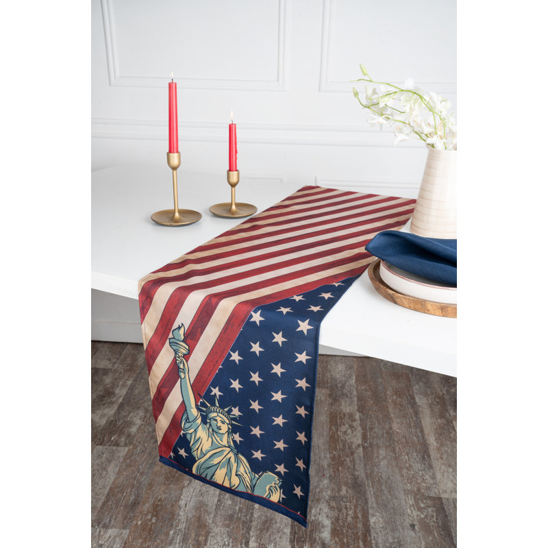 D'Moksha Homes 4Th July Print Table, 36" x 13"
