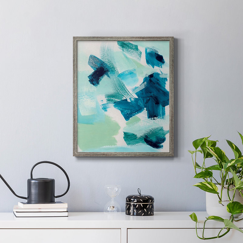 Toile de qualité supérieure sarcelle Composition II - prête à être accrochée, H 20 po x l 16 po, Gris