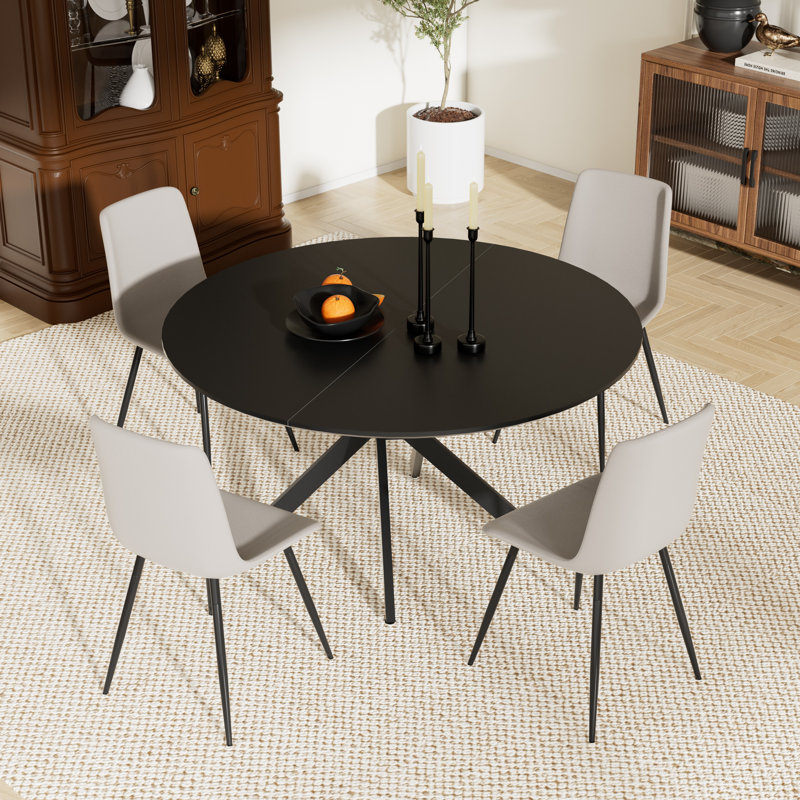Ensemble de table ronde, Noir, noir, noir, noir, 5, Gris