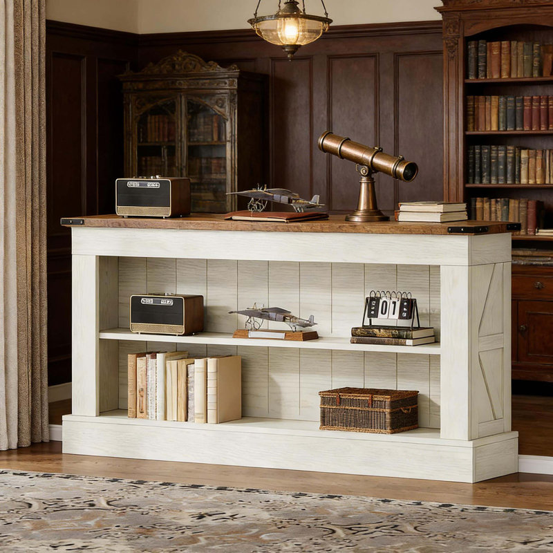 Table de canapé rétro, console spacieuse, organisateur de hall d'entrée double couche, meuble télé