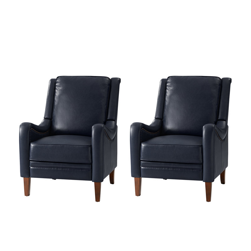 Fauteuil inclinable manuel Anselmo Garner, Similicuir bleu marine