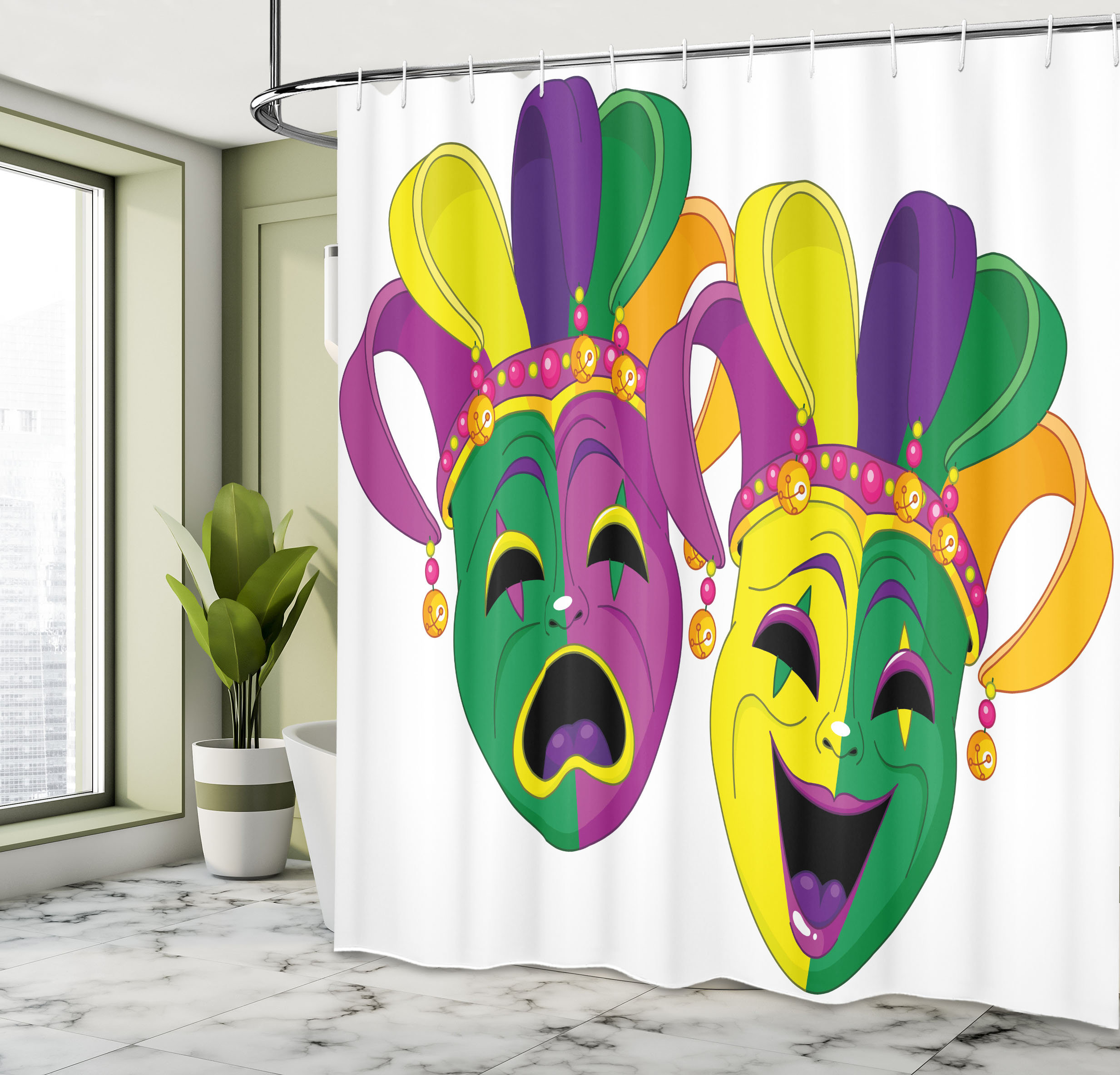 East Urban Home Mardi Gras Shower Curtain Tragedy and Comedy Multicolor