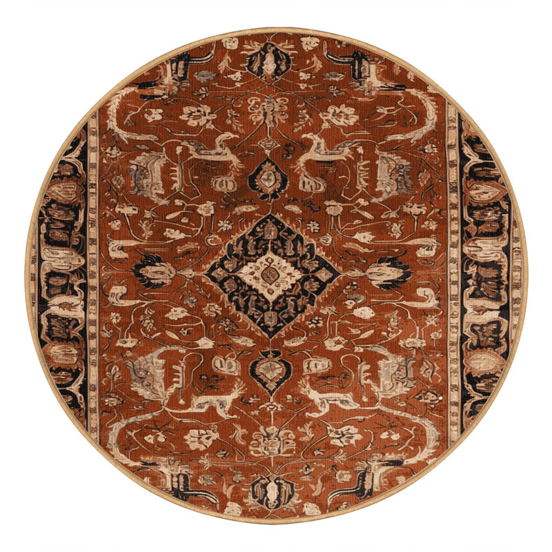 Tapis brun lavable à la machine, Rond 7 pi