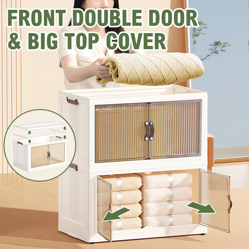Rebrilliant 5-Layer Foldable Plastic Storage Bins with Lids and Wheels