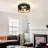 2-Light Industrial Flush Mount Ceiling Light, Black Metal Cage Drum Fixture, E26 Base, Modern Farmhouse Close To Ceiling Lighting For Hallway, Bedroom, Kitchen-1905716394