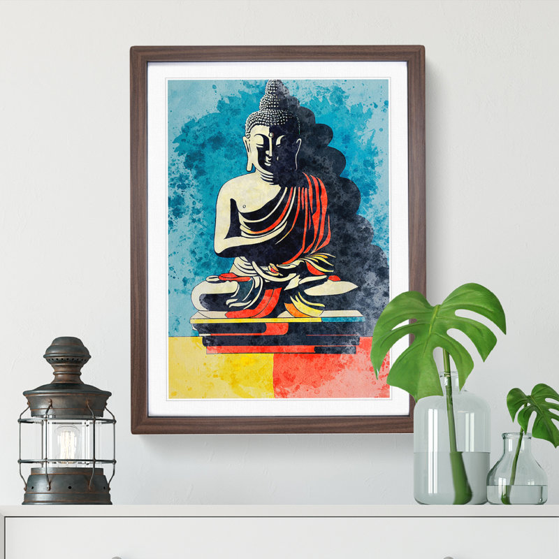 Buddha Beauty - Wall Art, 36cm H x 27cm W x 2cm D, Walnut Framed, White
