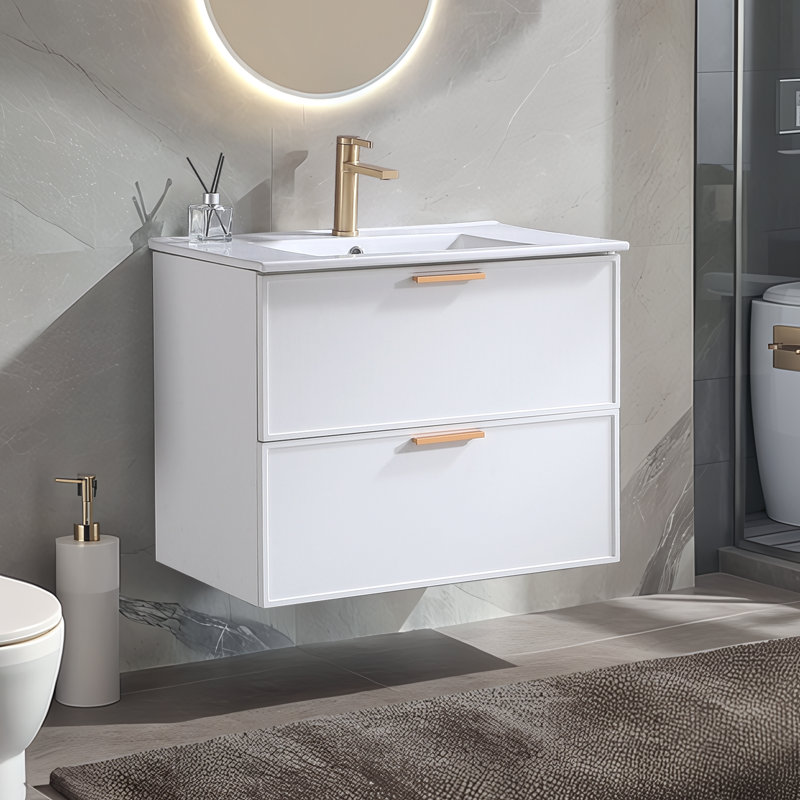 30'' White Morden Wall Mounted Bathroom Vanity Set