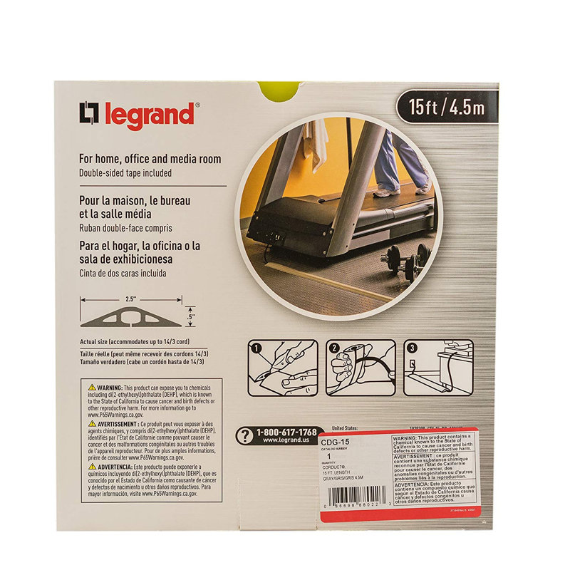 Protecteur de cordon sur le plancher corduct, P 180 po