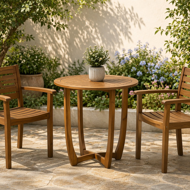 Round Solid Wood Dining Table(Only Table), Teak
