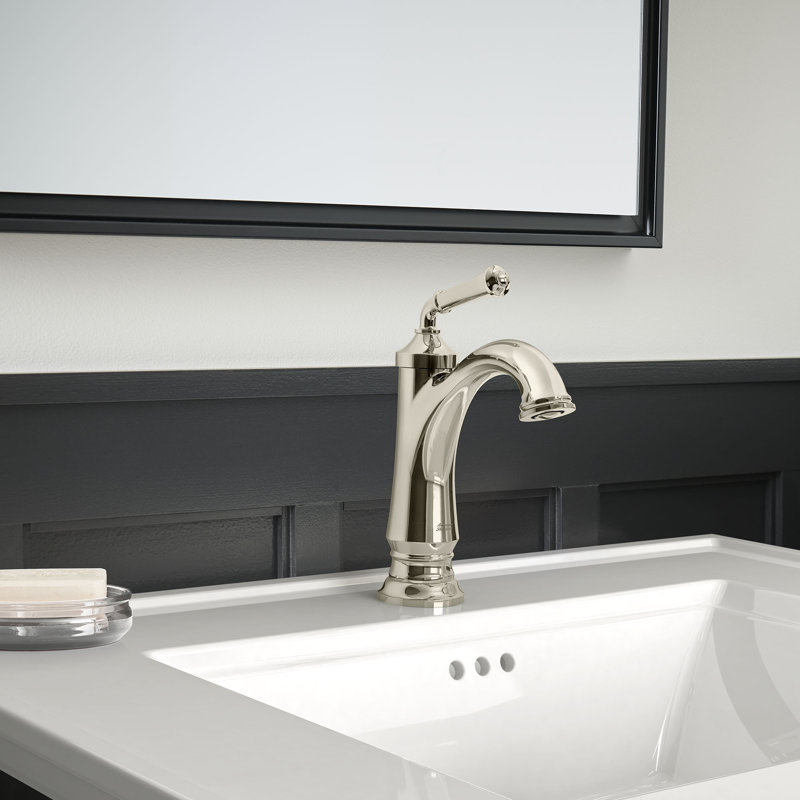 Robinet pour salle de bain à un trou Delancey, Nickel poli, Sans indicateur chaud / froid