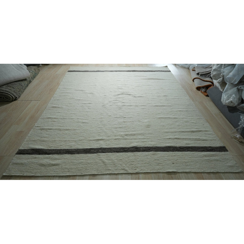 Tapis ivoire tissé à la main ivoire, 9 pi x 12 pi