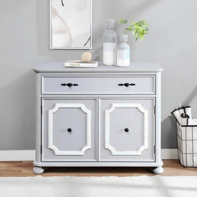 Armoire d'appoint grise 2 portes avec 1 tiroir