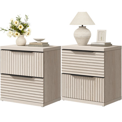 Modern Fluted 2-Drawer Nightstand