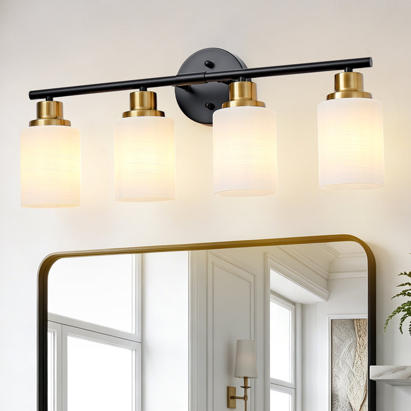 4 - Light Bath Bar, H 10,2 po x l 24,4 po x P 6,3 po, Blanc / doré
