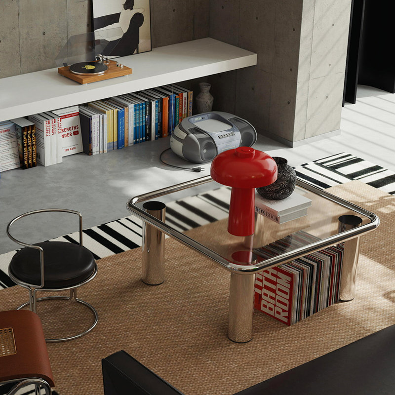 Table basse de style nordique minimaliste, H 14,9 po x L 31,5 po x l 31,5 po