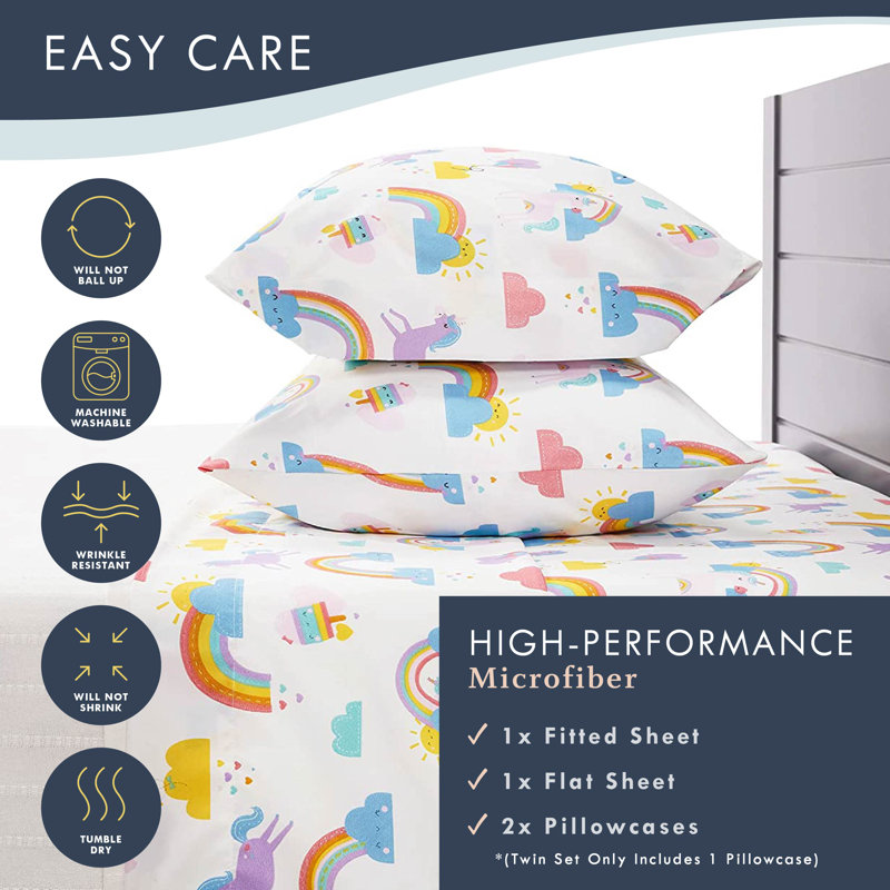 Microfiber Sheet Set, Queen Sheet Set with 2 Pillowcases
