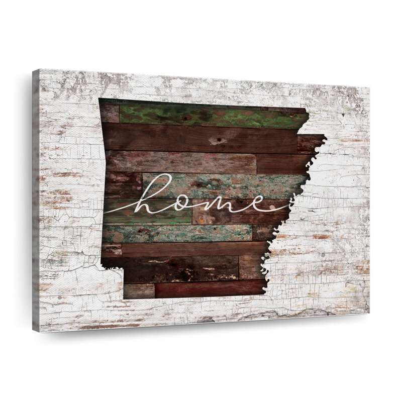 Arkansas Home Map - impression sur toile tendue, H 8 po x l 10 po x P 1 po