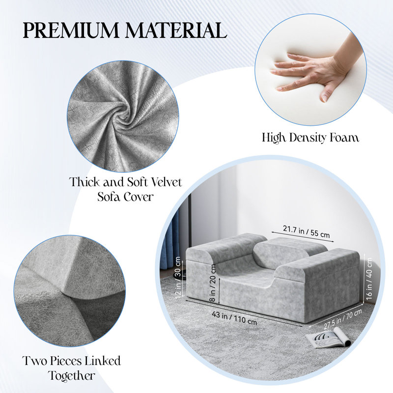 110cm U Sofa Upholstered Cotton Accent Chair