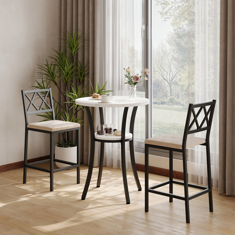 Ensemble bistro 37,98 po H 37 pièces, Marbre blanc, Beige