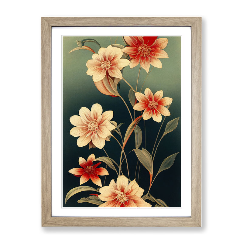 Boundless Flowers - Wall Art, 48cm H x 36cm W, Oak Framed, White