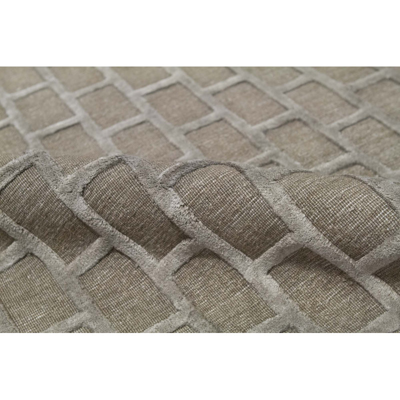 Cotton Geometric Area Rug in Brown