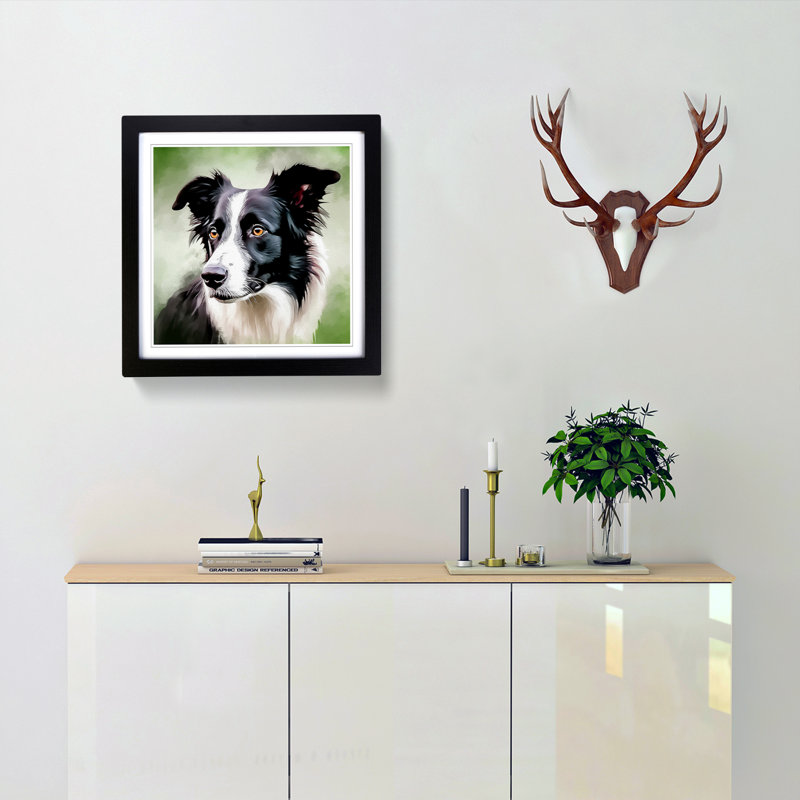 Border Collie Digital Art - Framed Print, Black