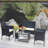 4 PC Rattan Patio Furniture Set Outdoor Patio Cushioned Seat Wicker Sofa (Beige Cushion)-1961123063