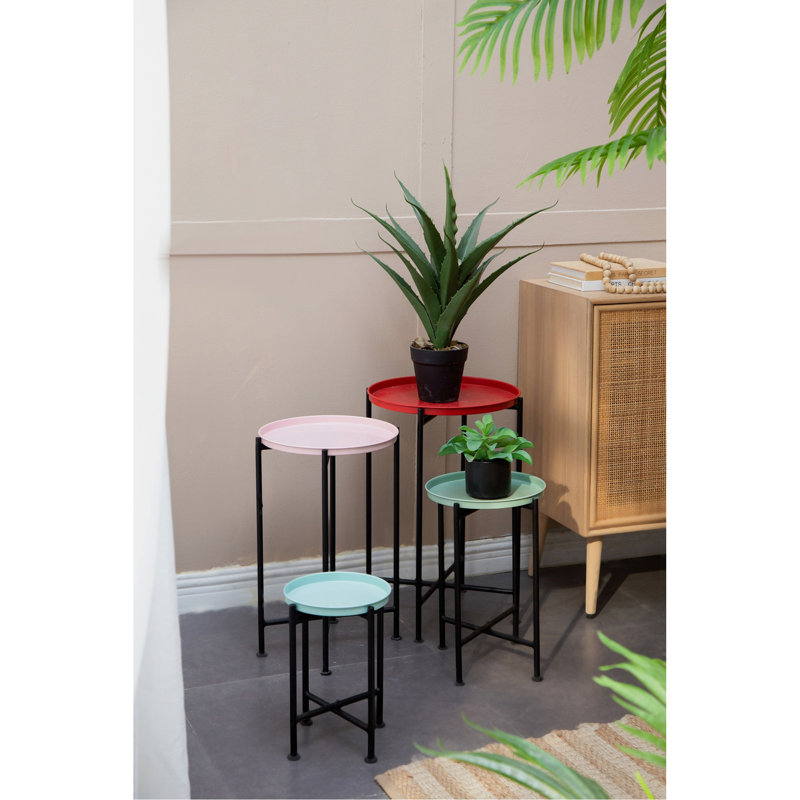 Ensemble de 4 supports à plantes gigognes multicolores, L1: D14X22 "L2: D12X20" L3: D10X16 "L4: D8X12"