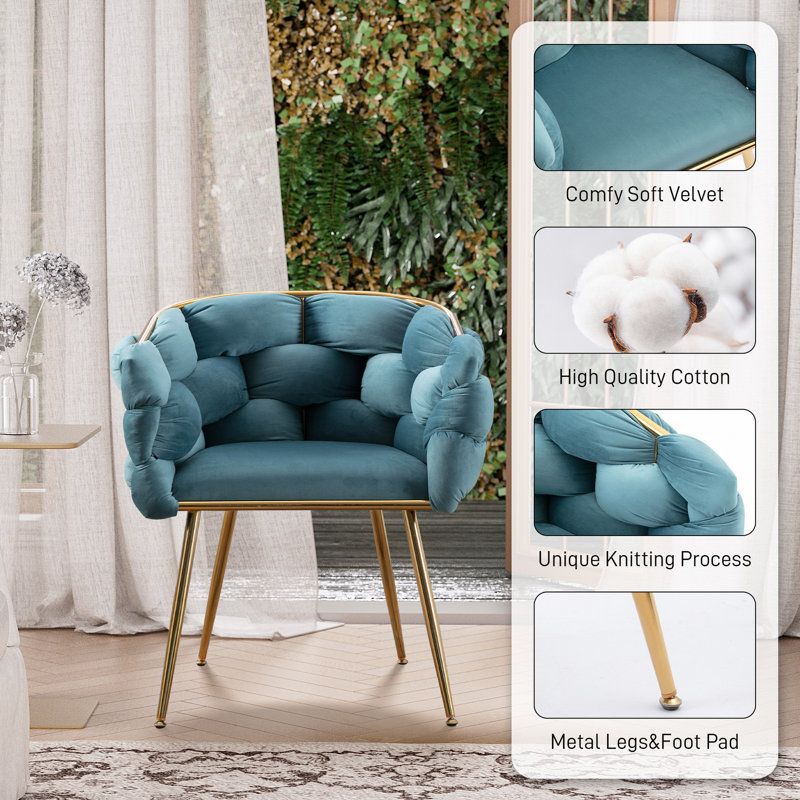 Hummera Upholstered Accent Chair, Blue Velvet, 1