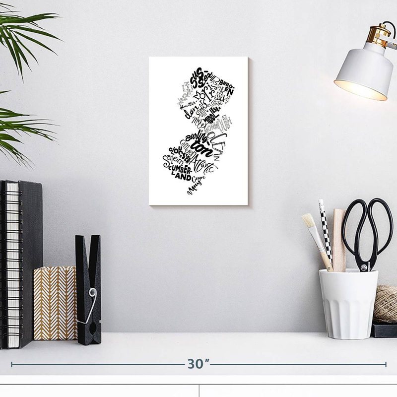 Carte de Aliaz, New Jersey, typographie, H 12 po x l 8 po