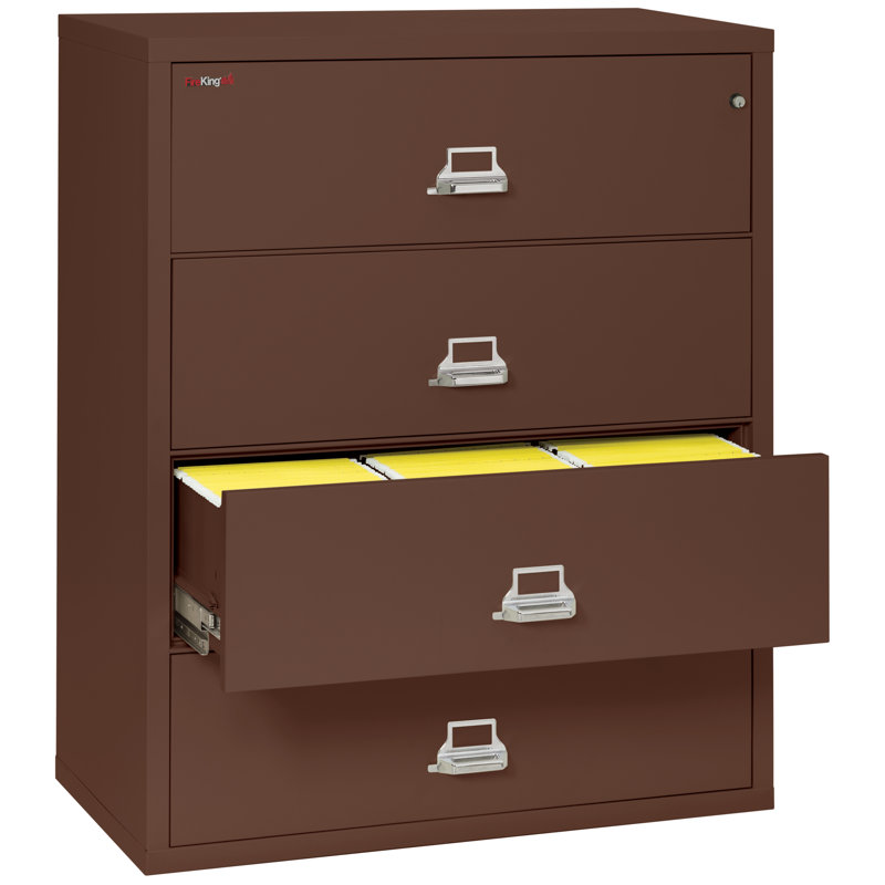 Fireproof 4 - Drawer File Cabinet, Brown, Key Lock