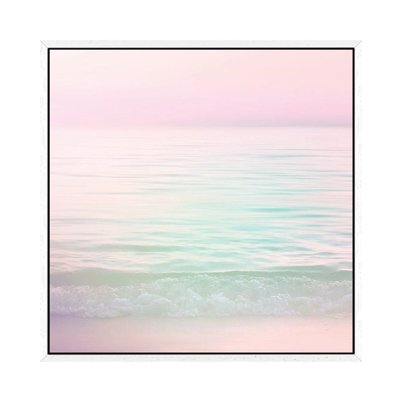 Dreamy Pastel Seascape I Pink Square - Print on Canvas, 66.04 cm H x 66.04 cm W, White Framed