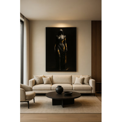 Gilded Veil Framed Canvas Wall Art by - Brown Frame