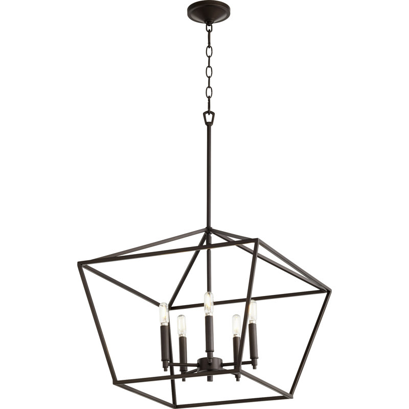 Arletta 5 - Light Dimmable Lantern Chandelier, Oiled Bronze