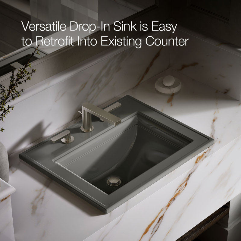 Memoirs® Stately Drop-in Bathroom Sink, Thunder Gray, 8" Centers