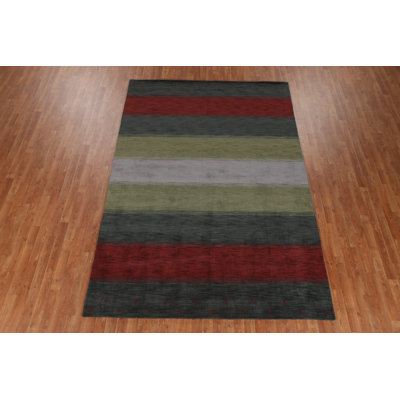 Striped Wool Gabbeh Oriental Area Rug 7x10