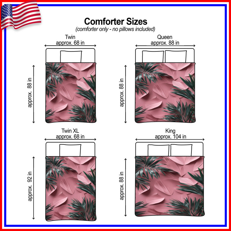 Pink Palm Leaves Comforter, King