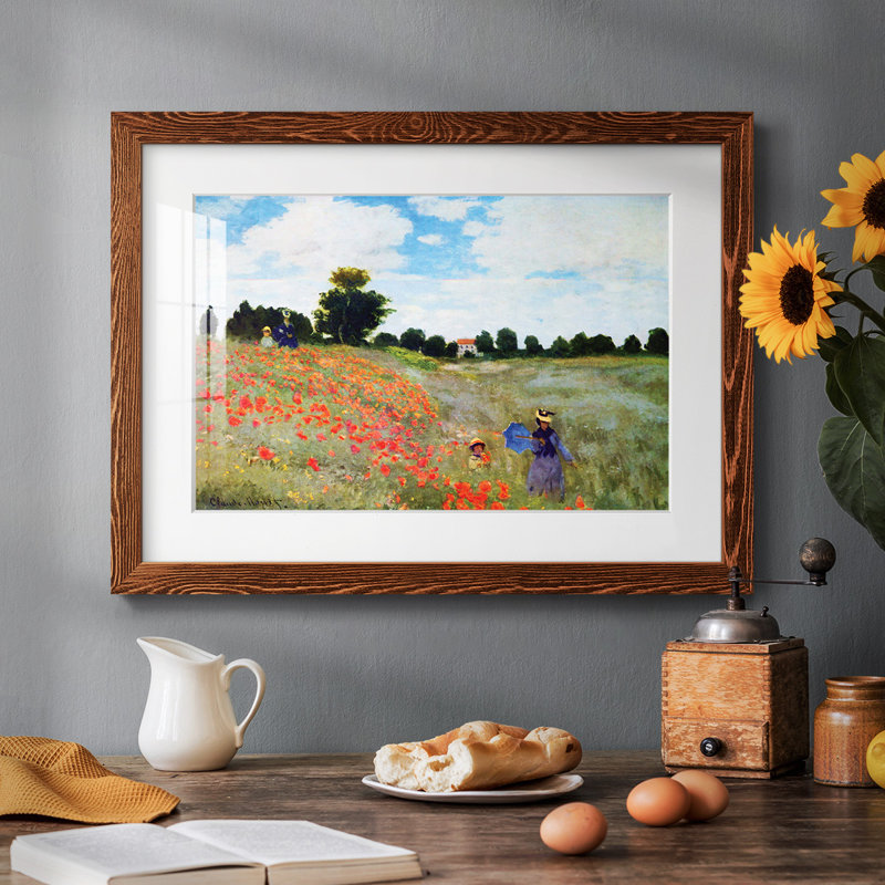 Poppies par Monet par Claude Monet - reproduction d'un seul cadre, H 28 po x l 42 po, Cadre photo simple érable