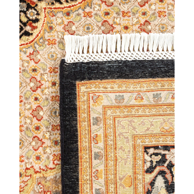 Tapis unique en laine noué à la main 9 pi 1 po x 12 pi 5 po New Age de Hayner en brun / noir / ivoire