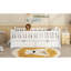 Lit plateforme simple en bois avec garde-corps et 2 tiroirs, blanc