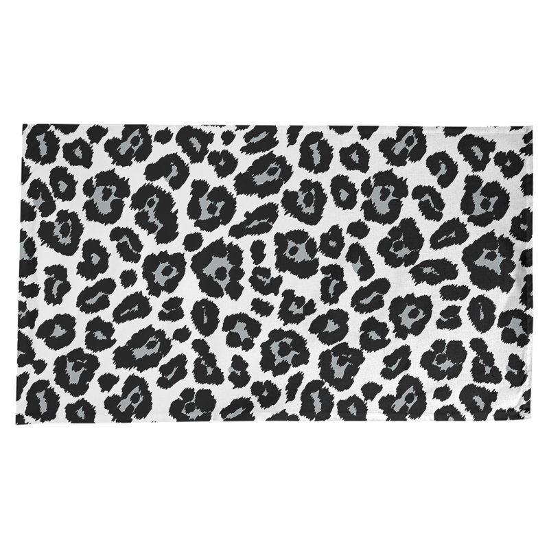 Nappe en mélange de coton à imprimé animal, 102 po x 58 po, Blanc / noir
