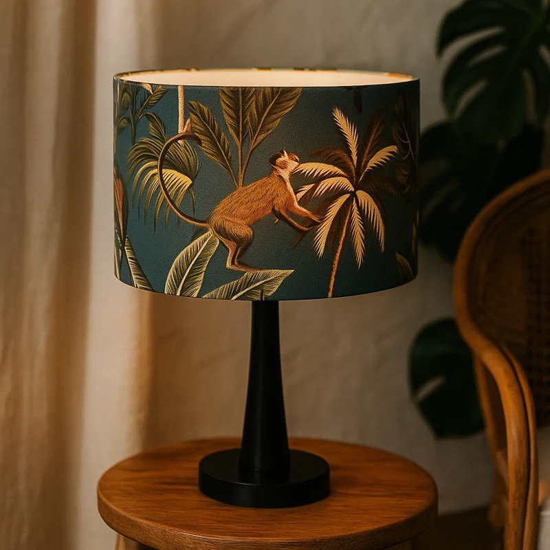 63.5cm H Cotton Drum Lamp Shade ( Screw On ) in Teal