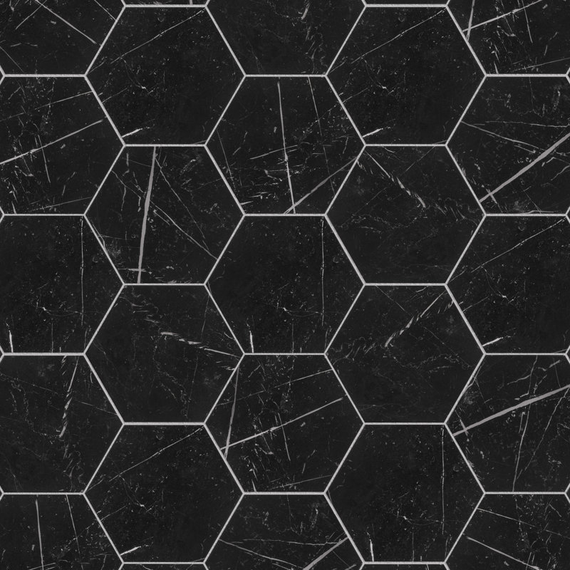 Timeless Hex Marquina 8-5/8 x9-7/8 Porcelain Singular Tile Wall & Floor Tile