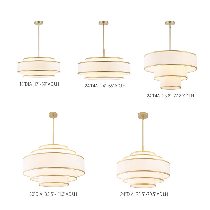 Aasim 5-Light Dimmable Tiered Drum Chandelier, Gold