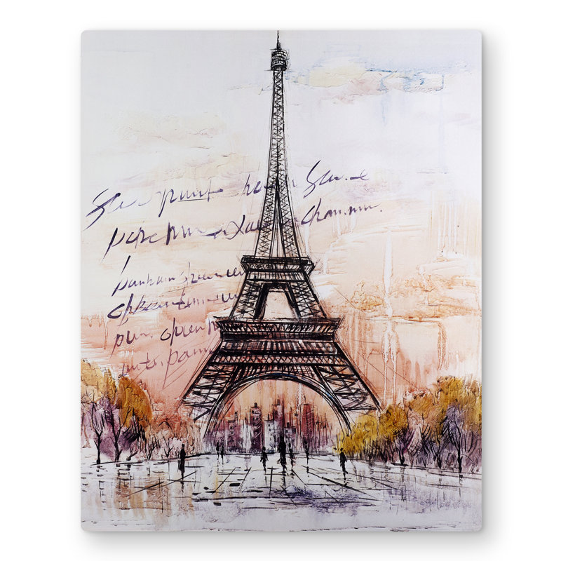 Eiffel Tower Sketch - Handwritten Message Metal Print | Decor
