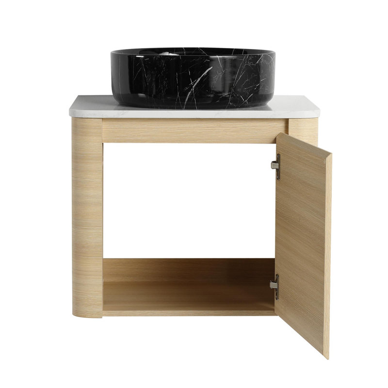 24'' Wall-Mounted Bathroom Vanity With Ceramic Art Sink