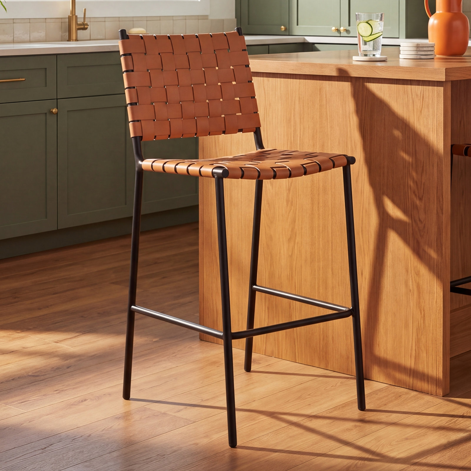 Ryland 26" Bar Stool, Brown, Black