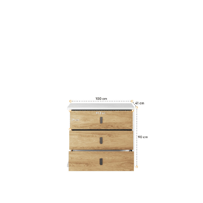 Sadena 100cm W 3 - Drawer Chest of Drawers