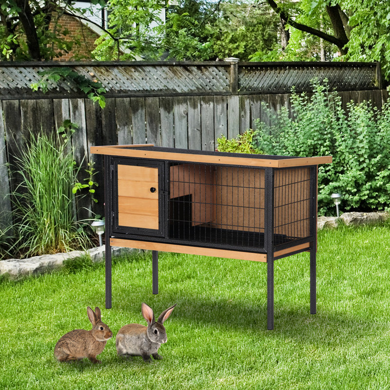 Rabbit House - Galvanized Wire Window For Air Flow Promotes A Environment With Better Monitoring, Pet's Well-being