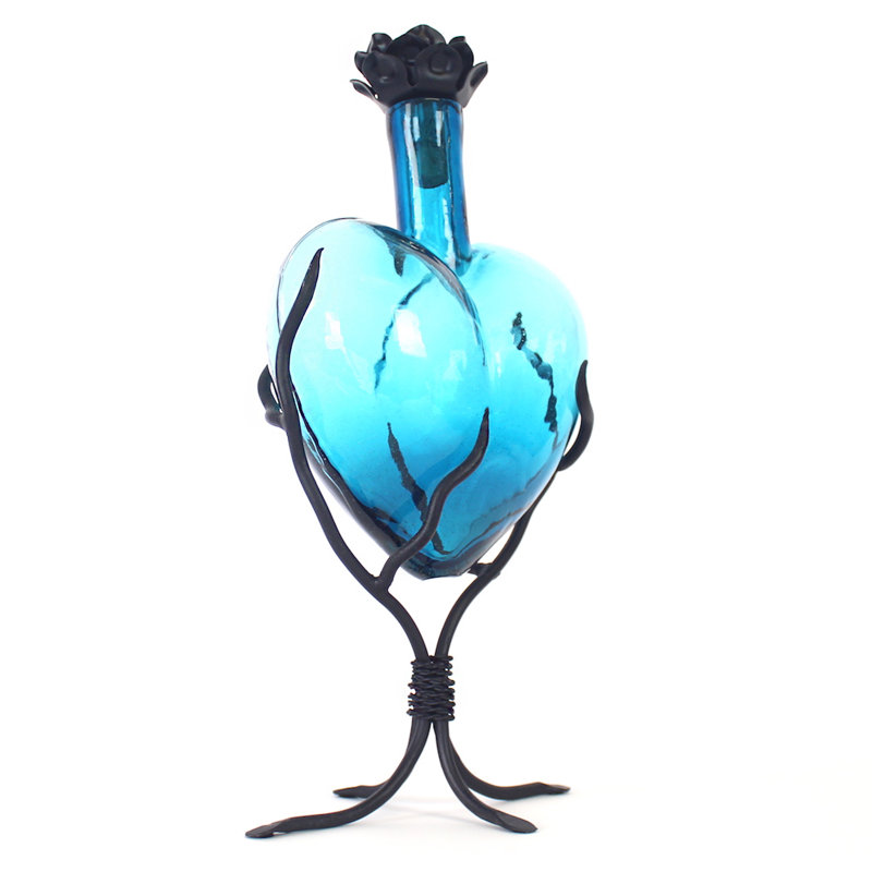 Bouteilles décoratives en verre anibar, Aigue-marine, H 17 po x l 10 po x P 6 po
